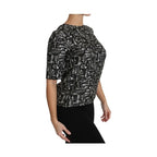Dolce & Gabbana Black Musical Instruments Print Silk Blouse