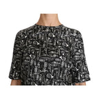 Dolce & Gabbana Black Musical Instruments Print Silk Blouse