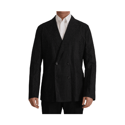 Dolce & Gabbana Black Polka Dotted Cotton Blazer Jacket