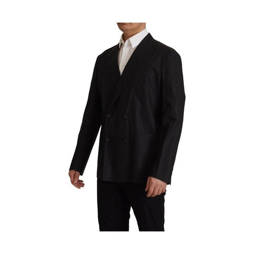 Dolce & Gabbana Black Polka Dotted Cotton Blazer Jacket