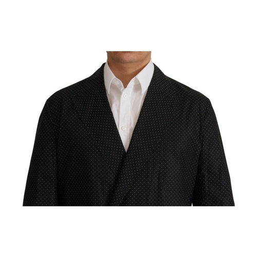 Dolce & Gabbana Black Polka Dotted Cotton Blazer Jacket
