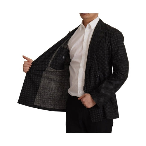 Dolce & Gabbana Black Polka Dotted Cotton Blazer Jacket