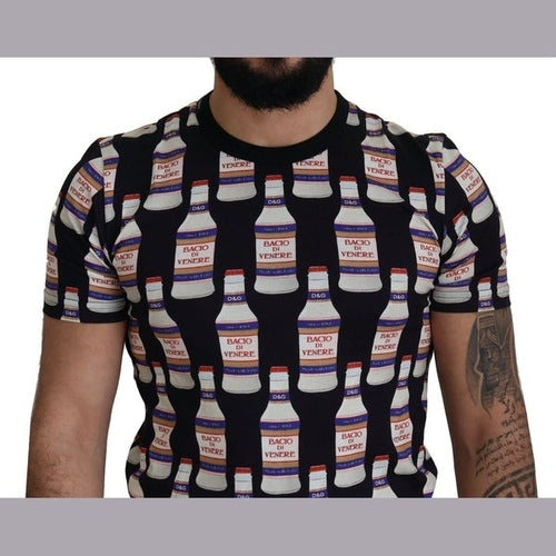 Dolce & Gabbana Black Bacio Di Venere Cotton Crew T-shirt