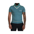 Dolce & Gabbana Blue Silk Polo Top Mens V-neck  T-shirt