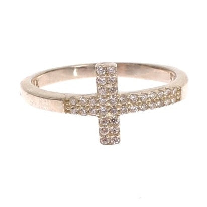Nialaya Silver CZ Cross 925 Ring