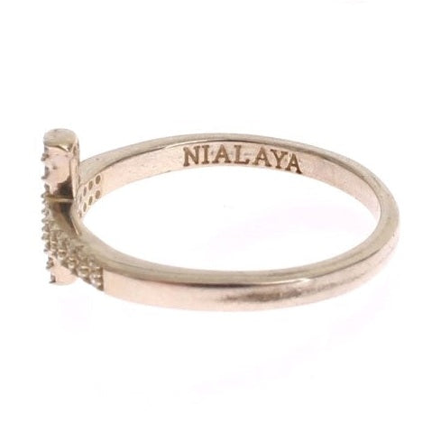Nialaya Silver CZ Cross 925 Ring
