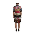 Dolce & Gabbana Multicolor Pachwork Floral Sheath Jaquard Mini Gown Dress