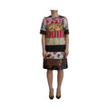 Dolce & Gabbana Multicolor Pachwork Floral Sheath Jaquard Mini Gown Dress