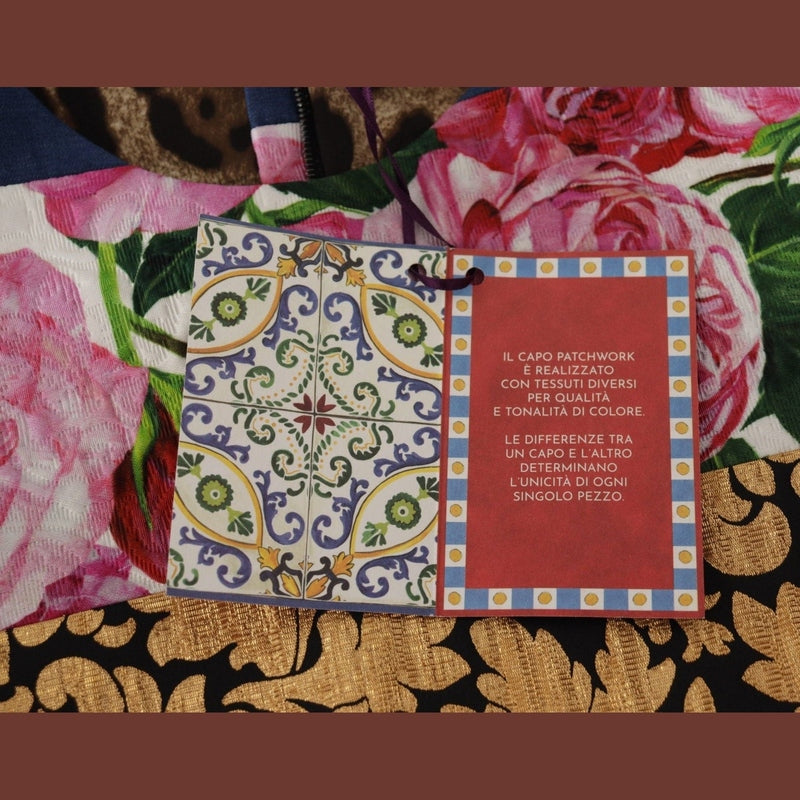 Dolce & Gabbana Multicolor Pachwork Floral Sheath Jaquard Mini Gown Dress