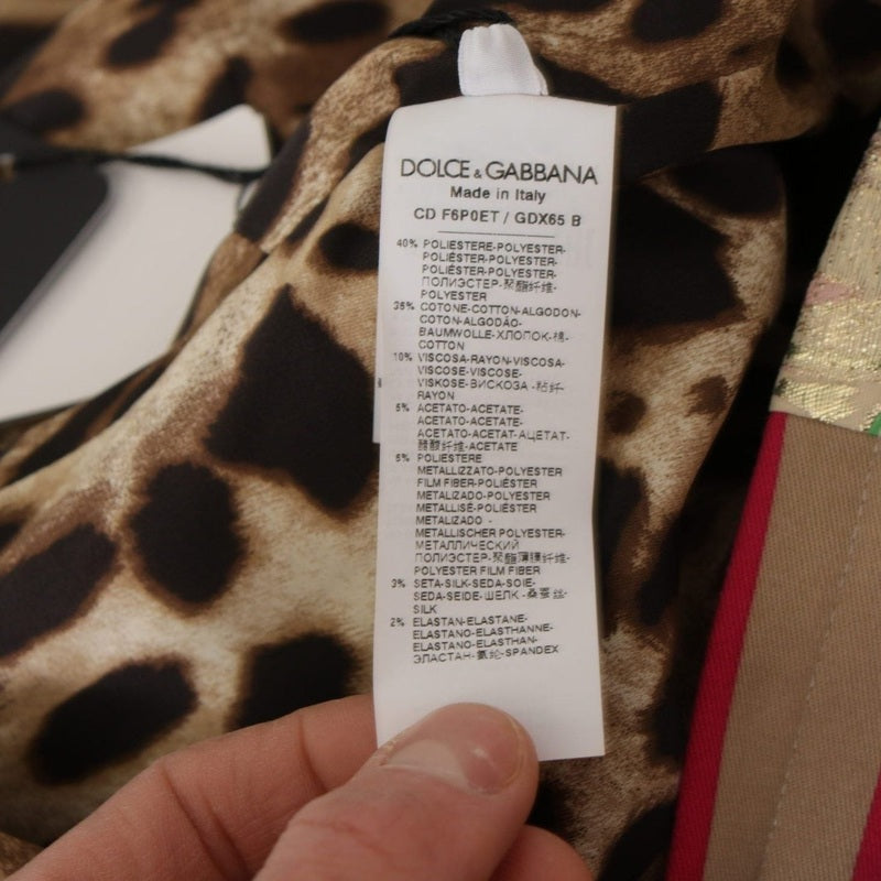 Dolce & Gabbana Multicolor Pachwork Floral Sheath Jaquard Mini Gown Dress