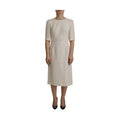 Dolce & Gabbana White Jaquard Midi Floral Sheath Brocade Dress