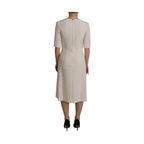Dolce & Gabbana White Jaquard Midi Floral Sheath Brocade Dress