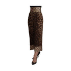 Dolce & Gabbana Brown Leopard Gold Jacquard High Waist Pants