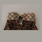 Dolce & Gabbana Brown Leopard Gold Jacquard High Waist Pants