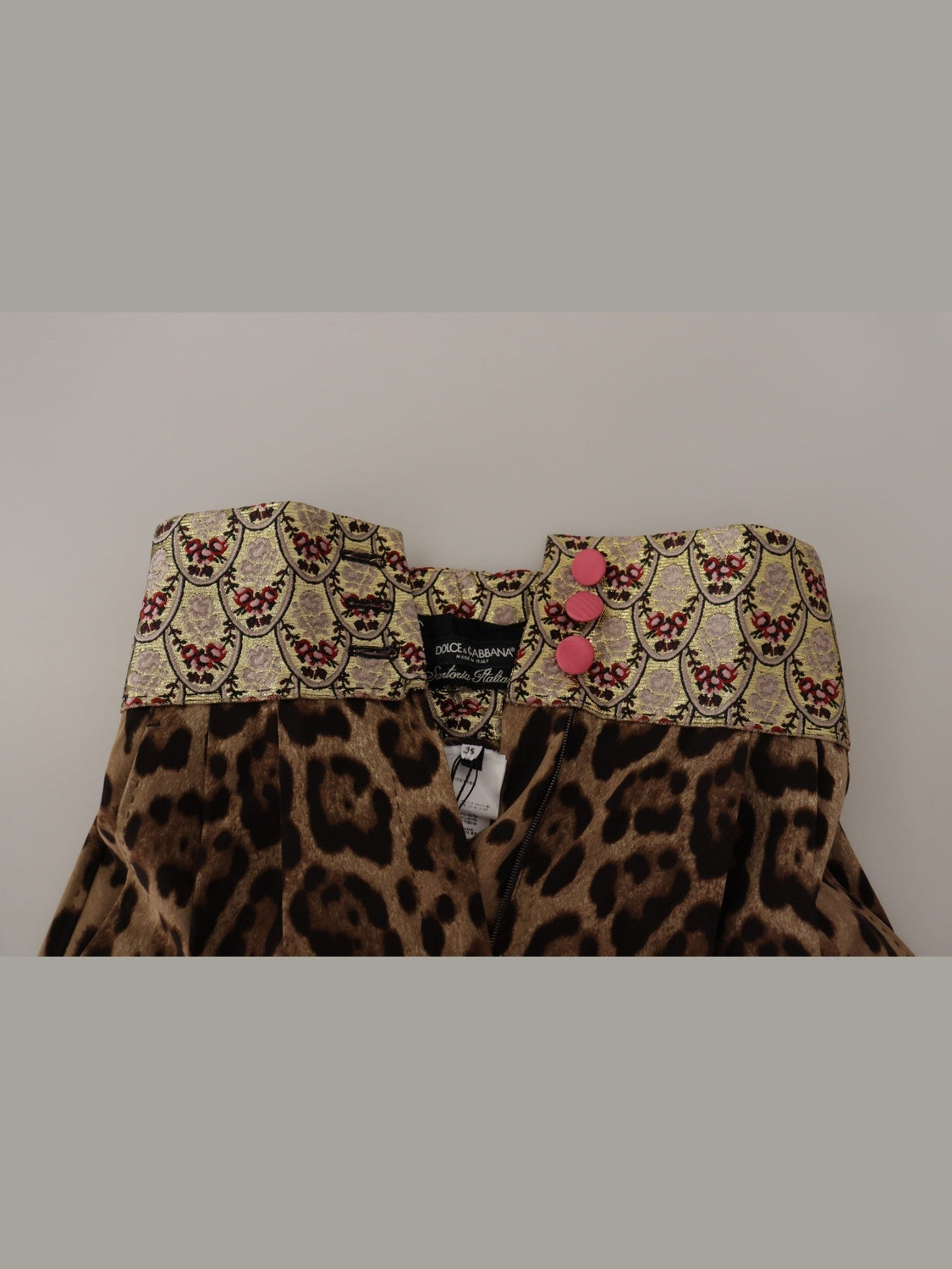 Dolce & Gabbana Brown Leopard Gold Jacquard High Waist Pants