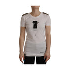Dolce & Gabbana White Black Roses Crewneck Cotton  T-shirt