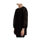 Dolce & Gabbana Black Floral Lace Pullover Sicily Blouse