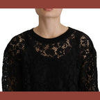 Dolce & Gabbana Black Floral Lace Pullover Sicily Blouse