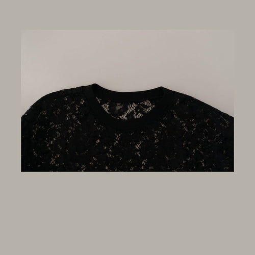 Dolce & Gabbana Black Floral Lace Pullover Sicily Blouse