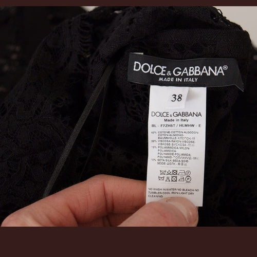 Dolce & Gabbana Black Floral Lace Pullover Sicily Blouse