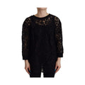 Dolce & Gabbana Black Floral Lace Pullover Sicily Blouse
