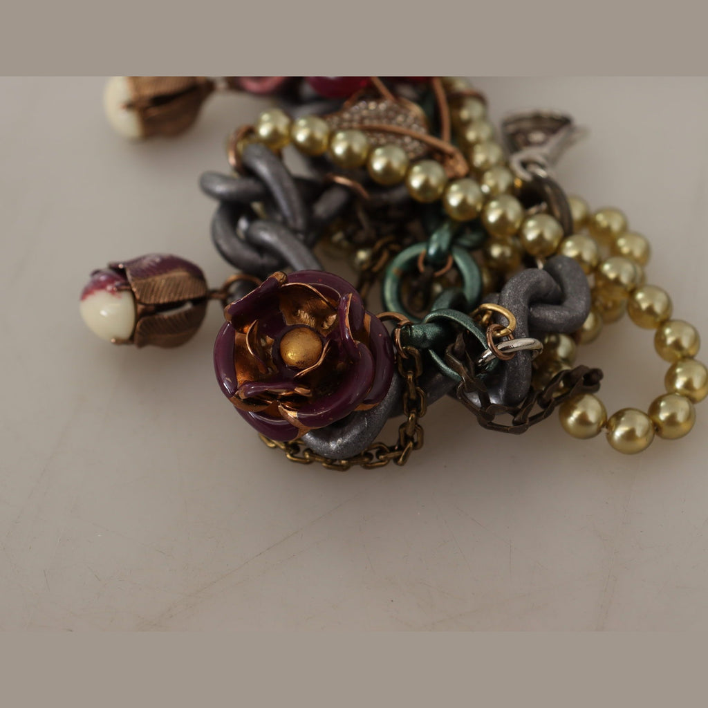 Gold Brass Sicily Floral Crystal Statement Necklace