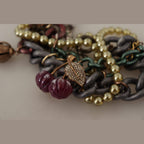 Dolce & Gabbana Gold Brass Sicily Floral Crystal Statement Necklace
