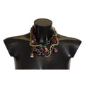 Gold Brass Sicily Floral Crystal Statement Necklace