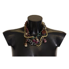 Gold Brass Sicily Floral Crystal Statement Necklace