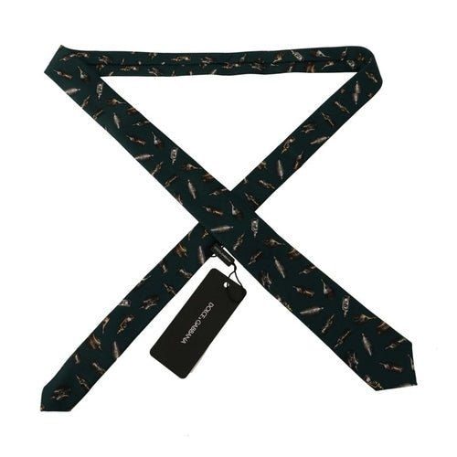 Dolce & Gabbana Black Bottle Fantasy Print Silk Adjustable Accessory Tie