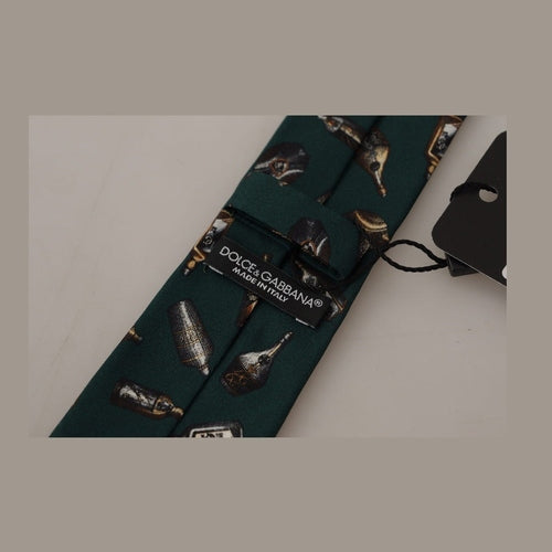 Dolce & Gabbana Black Bottle Fantasy Print Silk Adjustable Accessory Tie