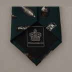Dolce & Gabbana Black Bottle Fantasy Print Silk Adjustable Accessory Tie