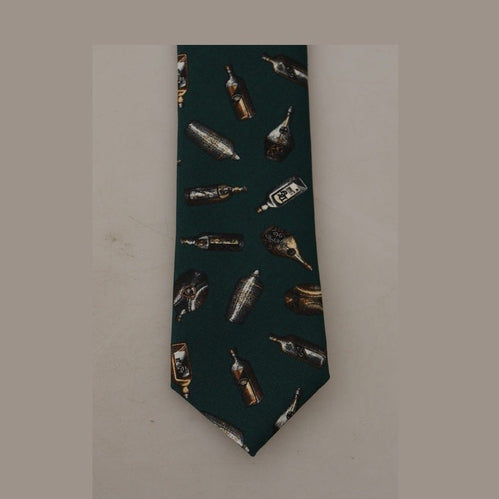 Dolce & Gabbana Black Bottle Fantasy Print Silk Adjustable Accessory Tie
