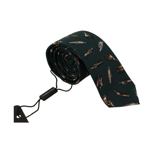 Dolce & Gabbana Black Bottle Fantasy Print Silk Adjustable Accessory Tie