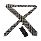 Dolce & Gabbana Black White Flower 100% Silk Print Adjustable Accessory Tie