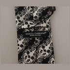 Dolce & Gabbana Black White Flower 100% Silk Print Adjustable Accessory Tie