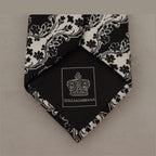 Dolce & Gabbana Black White Flower 100% Silk Print Adjustable Accessory Tie