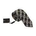 Dolce & Gabbana Black White Flower 100% Silk Print Adjustable Accessory Tie