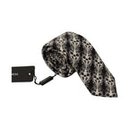 Dolce & Gabbana Black White Flower 100% Silk Print Adjustable Accessory Tie