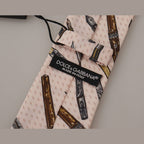 Dolce & Gabbana Pink Pen Dots Print 100% Silk Adjustable Neck Accessory Tie