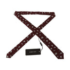 Dolce & Gabbana Maroon Hat Pattern 100% Silk Adjustable Accessory Tie