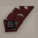 Dolce & Gabbana Maroon Hat Pattern 100% Silk Adjustable Accessory Tie