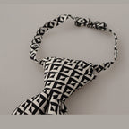 Dolce & Gabbana Black White Geometric 100% Silk Adjustable Accessory Tie