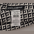 Dolce & Gabbana Black White Geometric 100% Silk Adjustable Accessory Tie