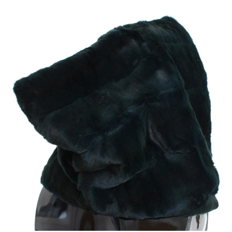 Dolce & Gabbana Green Weasel Fur Crochet Hood Scarf Hat