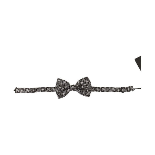 Dolce & Gabbana Black white 100% Silk Adjustable Neck Papillon Tie