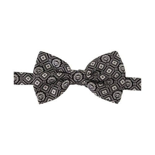 Dolce & Gabbana Black white 100% Silk Adjustable Neck Papillon Tie