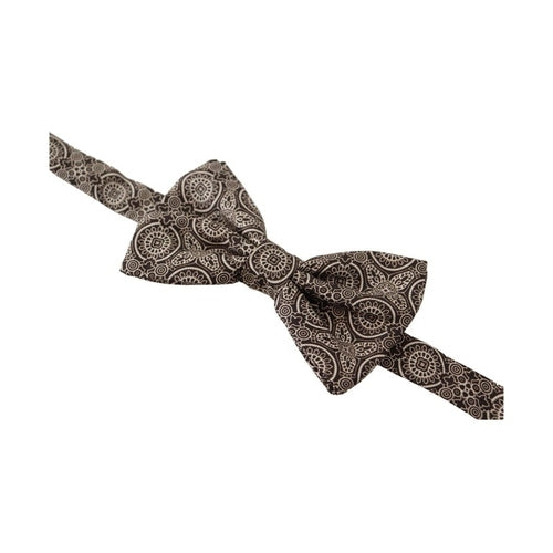Dolce & Gabbana Black white 100% Silk Adjustable Neck Papillon Tie