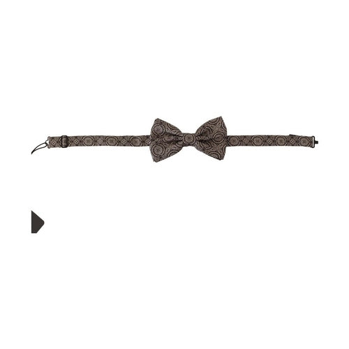 Dolce & Gabbana Black white 100% Silk Adjustable Neck Papillon Tie