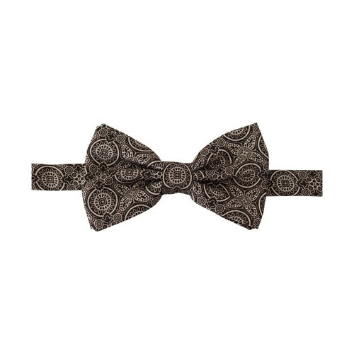 Dolce & Gabbana Black white 100% Silk Adjustable Neck Papillon Tie